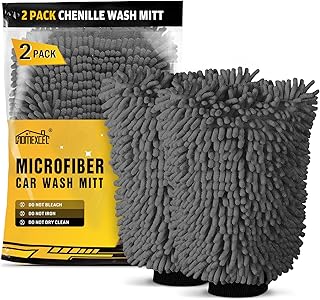 HOMEXCEL Chenille Microfiber Wash Mitt, 2-Pack (Gray)