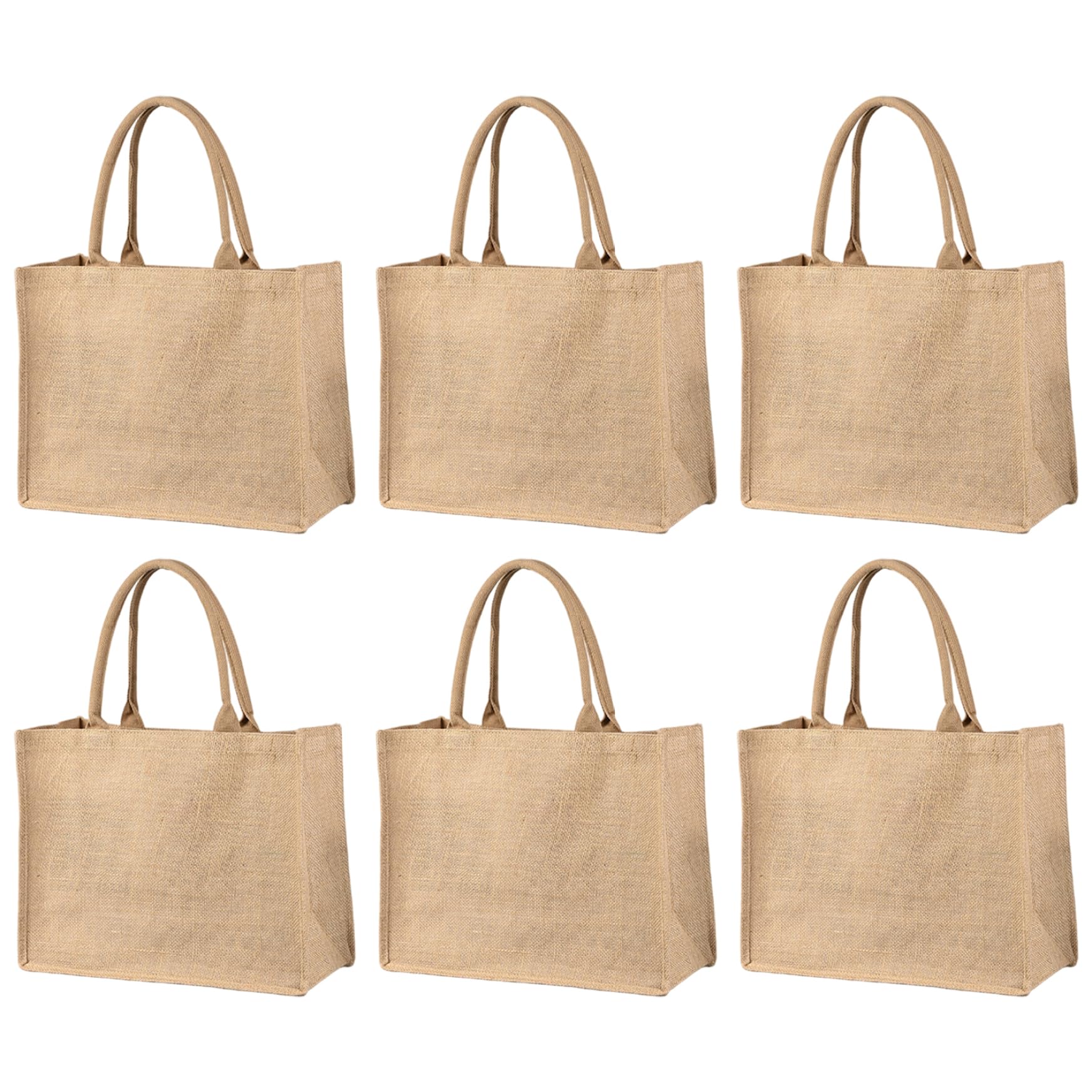 Bolsas de arpillera de yute 6 unidades 30, 5 x 38, 1 x 14 cm resistentes con asa para compras comestibles bodas y excursiones.
