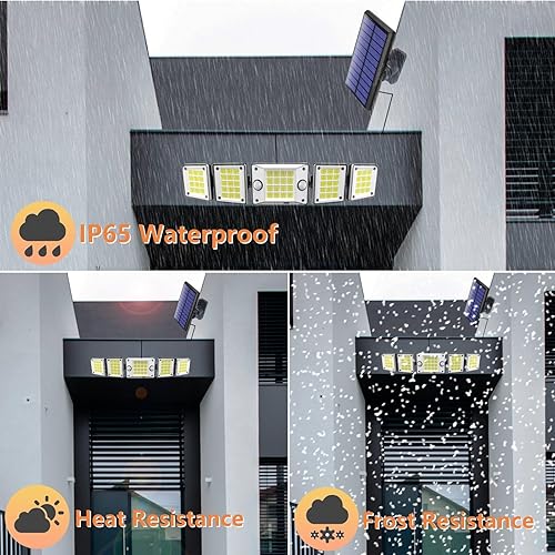 Miniatura 2 de Luces solares para exteriores de 240 2 con sensor de movimiento, impermeable, 560 LED, panel separado, cable de 16.5 pies, modo de iluminación del