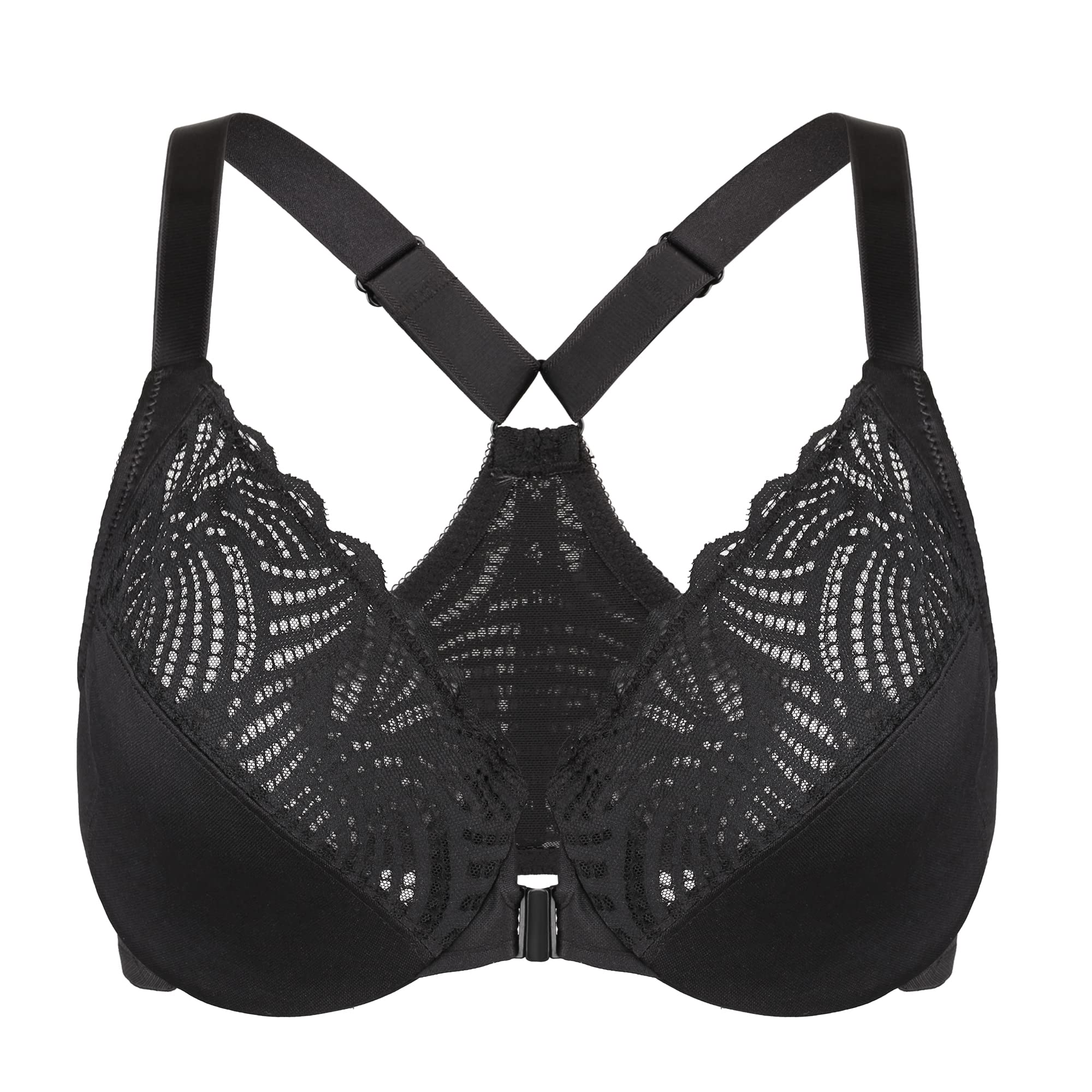 DotVol Sujetador dierre Frontal de T-Back (Negro,110C)