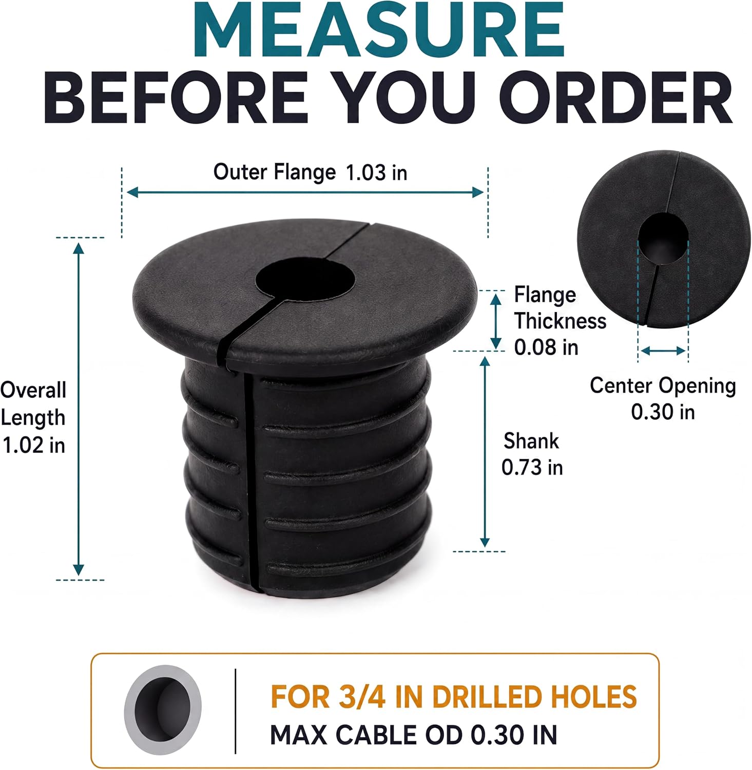 3/4 Inch Split Silicone Wall Bushing, 2 Pack, Compatible with Starlink