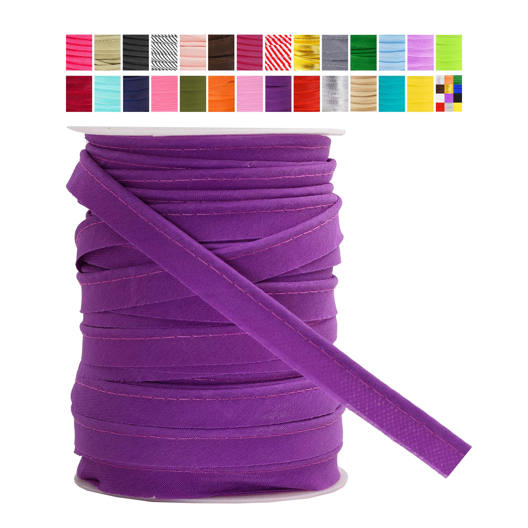 Mandala Crafts Purple Maxi Piping Bias Tape with Welting Cord - 1/2 Inch Upholstery Piping Trim for Sewing, Cushions, Slipcovers, and DIY Decor - 55