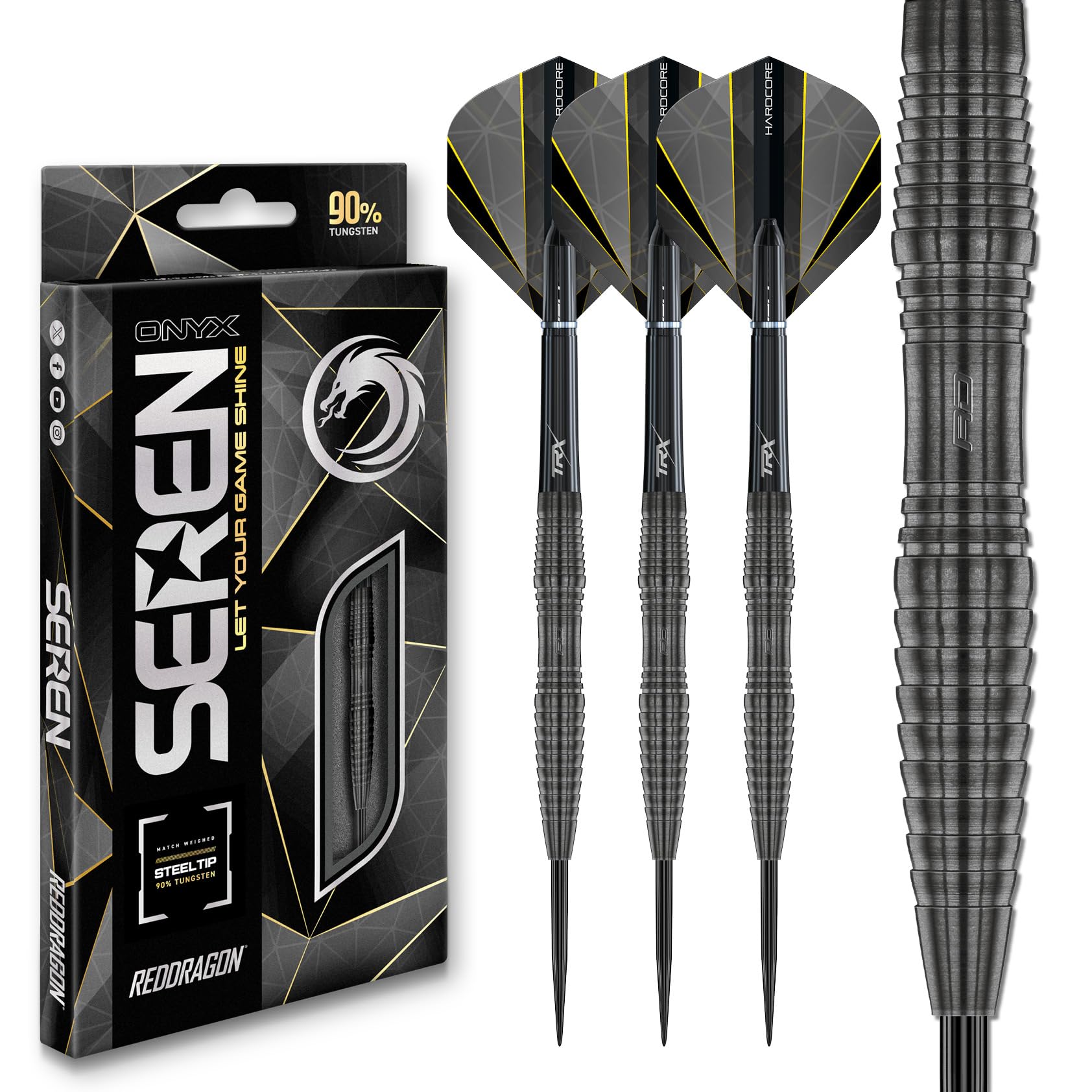 RED DRAGON Darts Seren Onyx 90% Tungsteno Professionale Punta in acciaio Set freccette 21g-25g