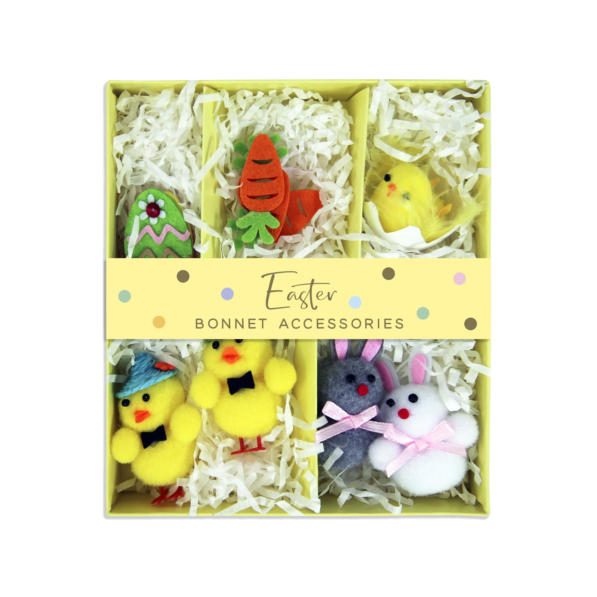 Eurowrap Multicolor Easter Bonnet Accessories Kit – Chicks, Bunnies, Ladybug, Carrots & Daisies For Bonnet Decorating & Crafts