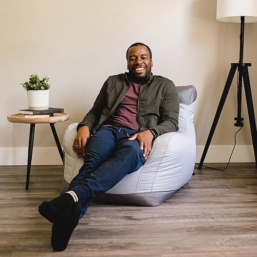 Miniatura 59 de Big Joe Roma - Puf para niños, sherpa de avena y rosa del desierto, gamuza vegana, 2 pies, ligero, recargable, asiento para niños Avena/Rosa del