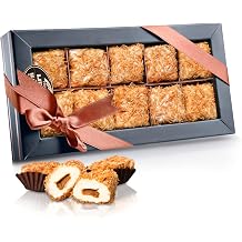 Malatya Pazari Biscuit Cream Filled Turkish Delight with Kadaif Pieces, Sweet Candy Treat, Ideal Gift for Special Occasions, Gift Box, Unique Sweets, Halal, 7.05 oz 200 g