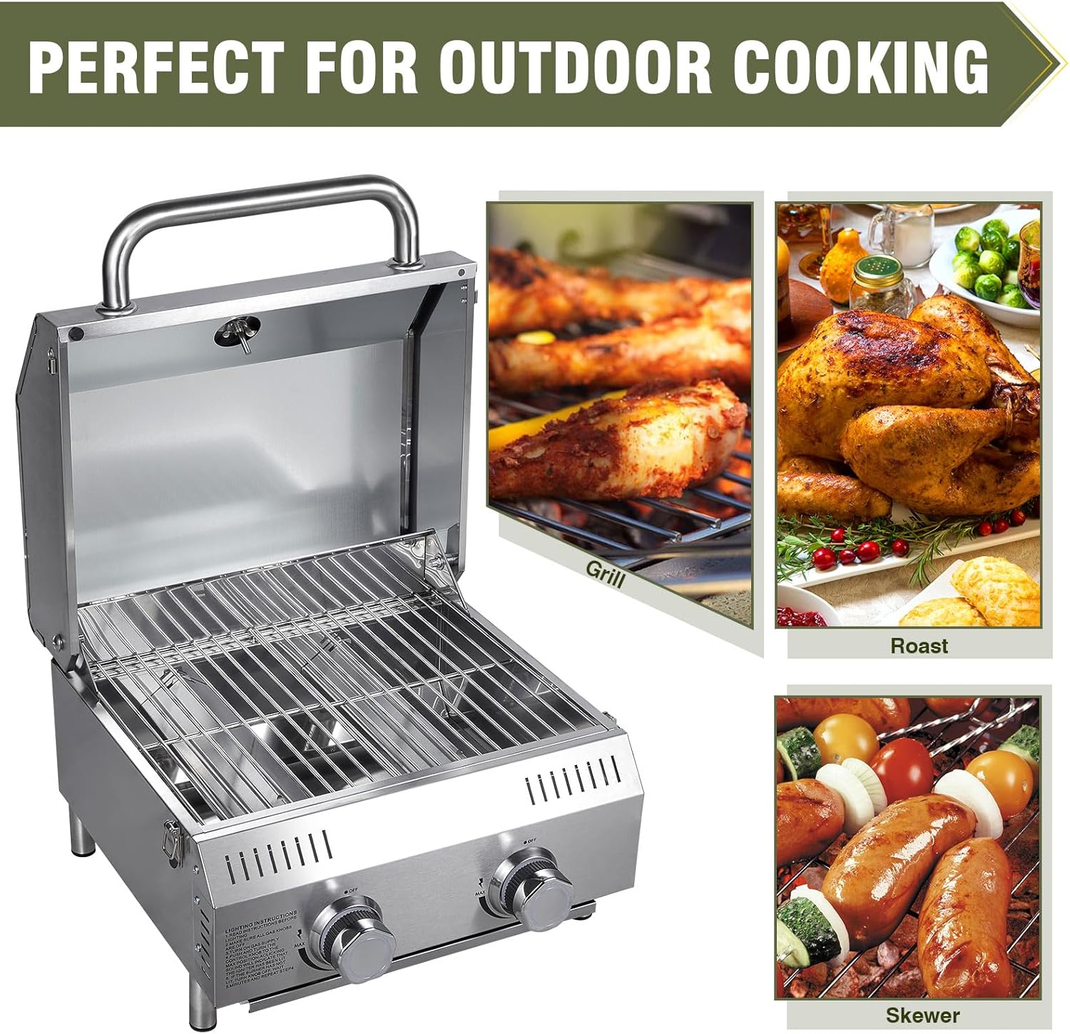 Bestfire portable propane grill stainless steel grates