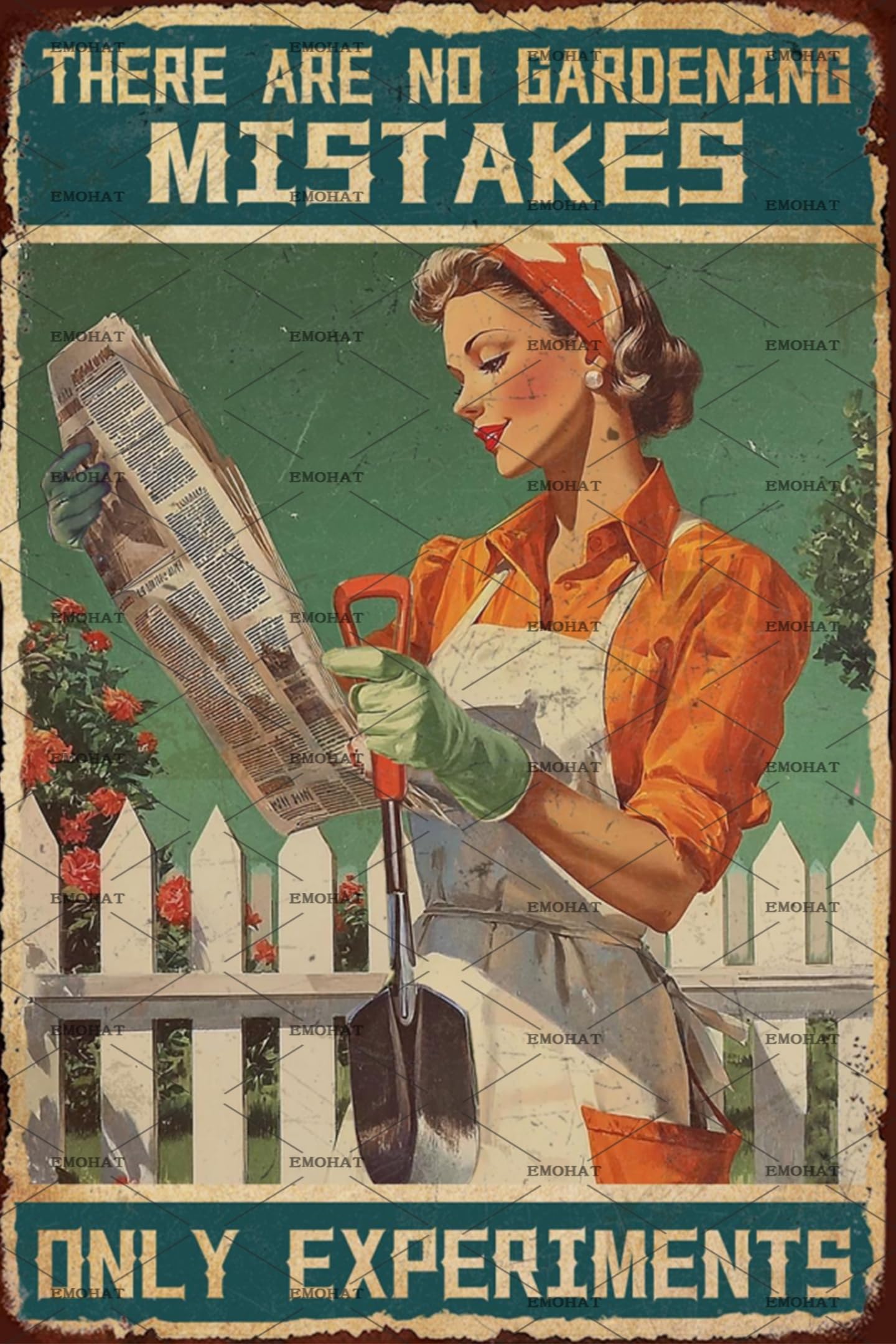 There Are No Gardening Mistakes Metal Tin Sign, Rustic Farmhouse Wall Art for Garden & Yard, 8x12 Inch Vintage Outdoor Decor for Patio Greenhouse Indoor