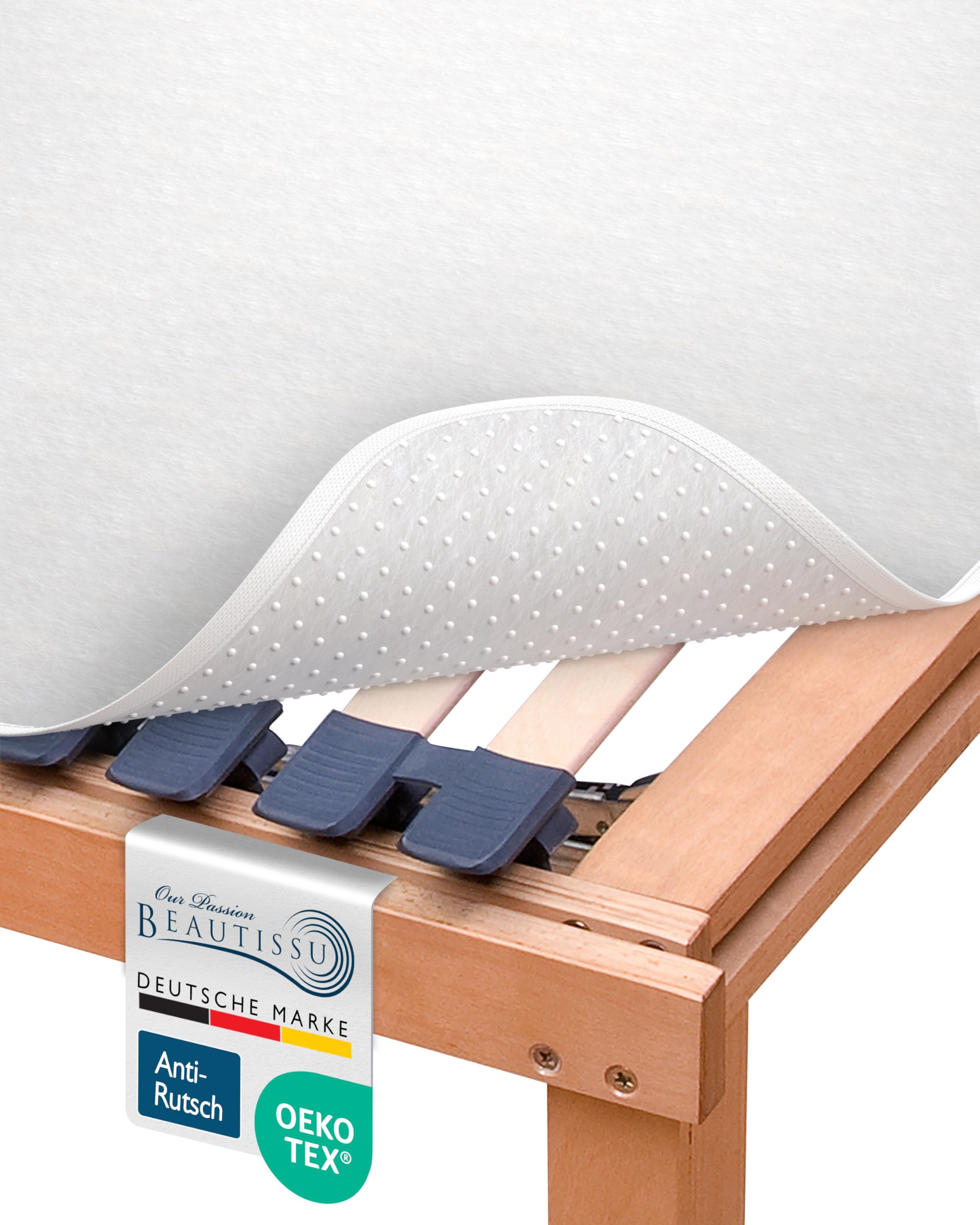 Beautissu Matratzenunterlage mit Noppen 100x200 cm BEAUTECT - Matratzenschoner Boxspringbett rutschfest Lattenrostauflage, Antirutschmatte Matratzen Unterlage - Lattenrostschoner mit Oeko-Tex Siegel