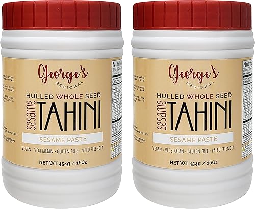 George's Regional - Pasta de sésamo Tahini de semillas enteras sin cáscara, vegana, keto, paleo, sin gluten, ideal en humus, salsas, aderezos, en