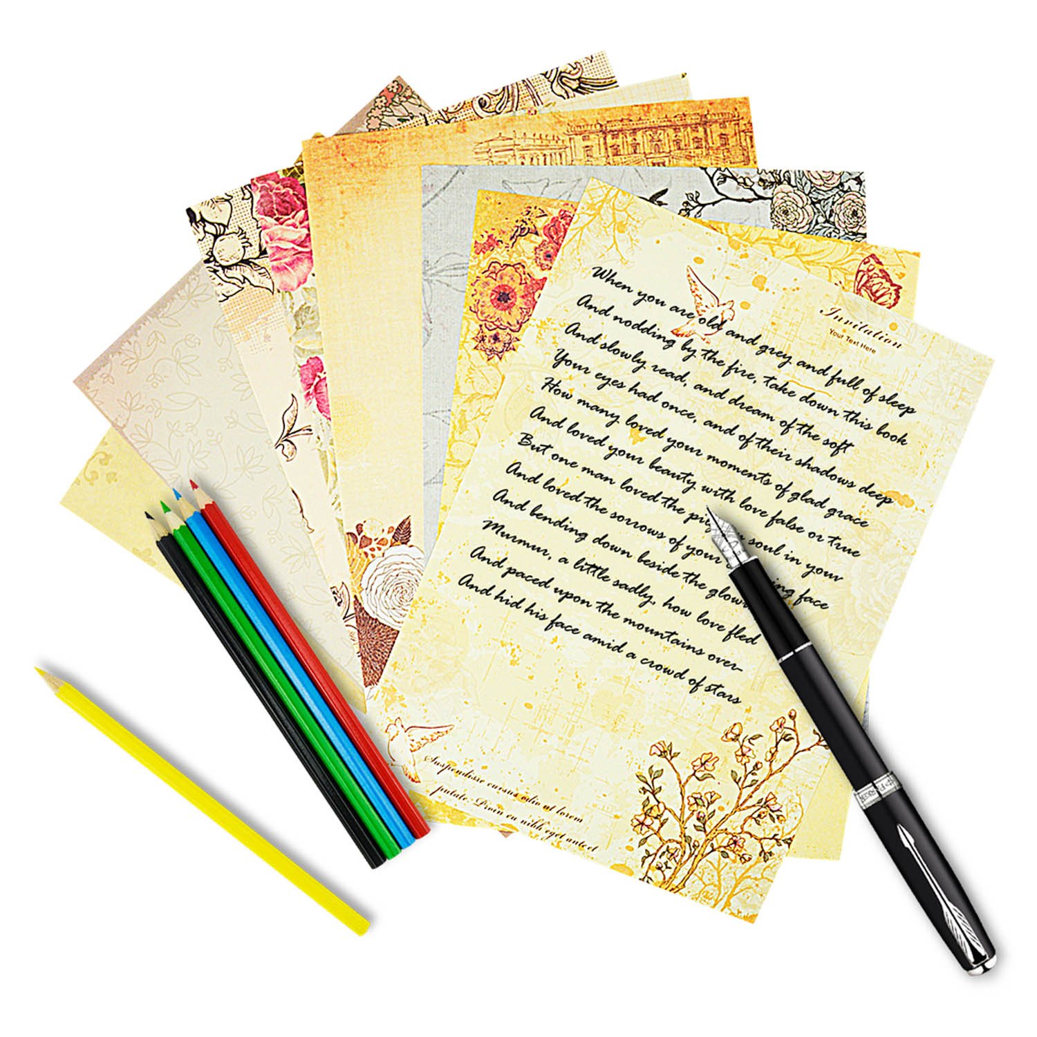 Larcenciel Stationery Paper/ Letter Writing Paper, 60 pcs Printable