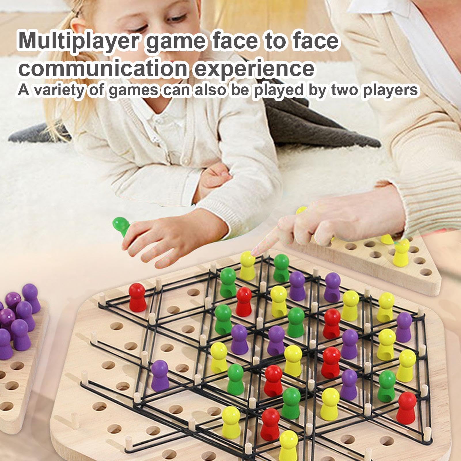 Chain Chess Game for Kids, Geometry Chain Chess Game, Fun Chess Game, Brain Teaser Strategy Game, Triangle Chess Game, Educational Strategy Board Game for 2-4 Players