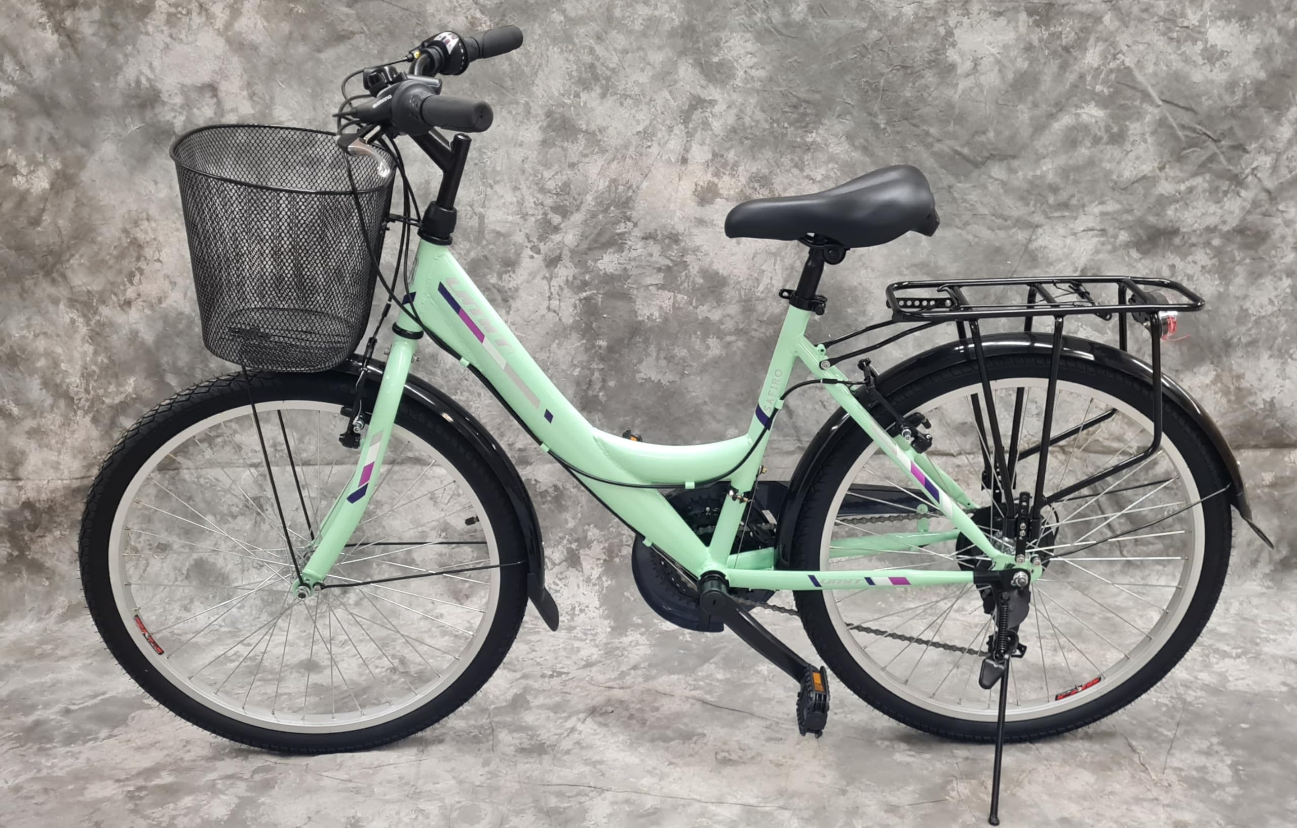 Generisch 24 Zoll Damencityrad SAFIRO 21-Gang Kettenschaltung, Gepäckträger und Korb NEU 2408 Mint Bitte BEACHTEN AB 135 cm KÖPERGRÖSSE GEEIGNET !!!!!!!