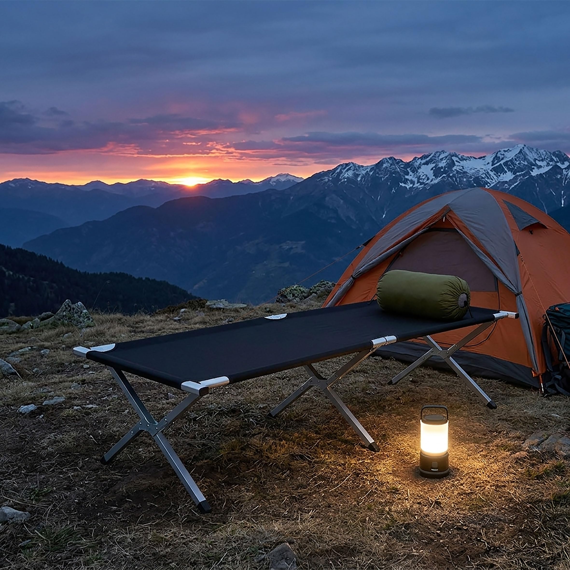 Spetebo XXL Campingbett Klappbar, Schwarz, 190 x 70 cm | Mit Tragetasche, Belastbarkeit bis 120 kg, Für Camping Festival Angeln Wandern