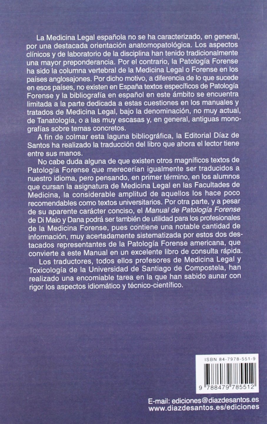 MANUAL DE PATOLOGIA FORENSE (SIN COLECCION)