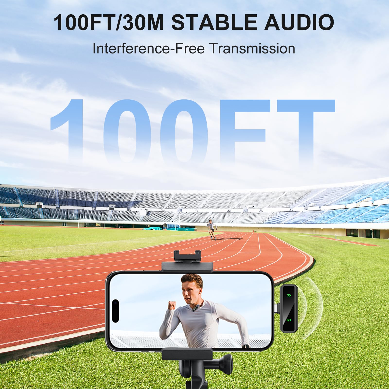 VEZQUA Mini Lavalier Microphone for iPhone/Android/PC, Lav Mic with 45H Battery, Noise Cancellation, 48KHz 16-Bit, Wireless Mic for Video Recording, Tiktok, YouTube, Vlog