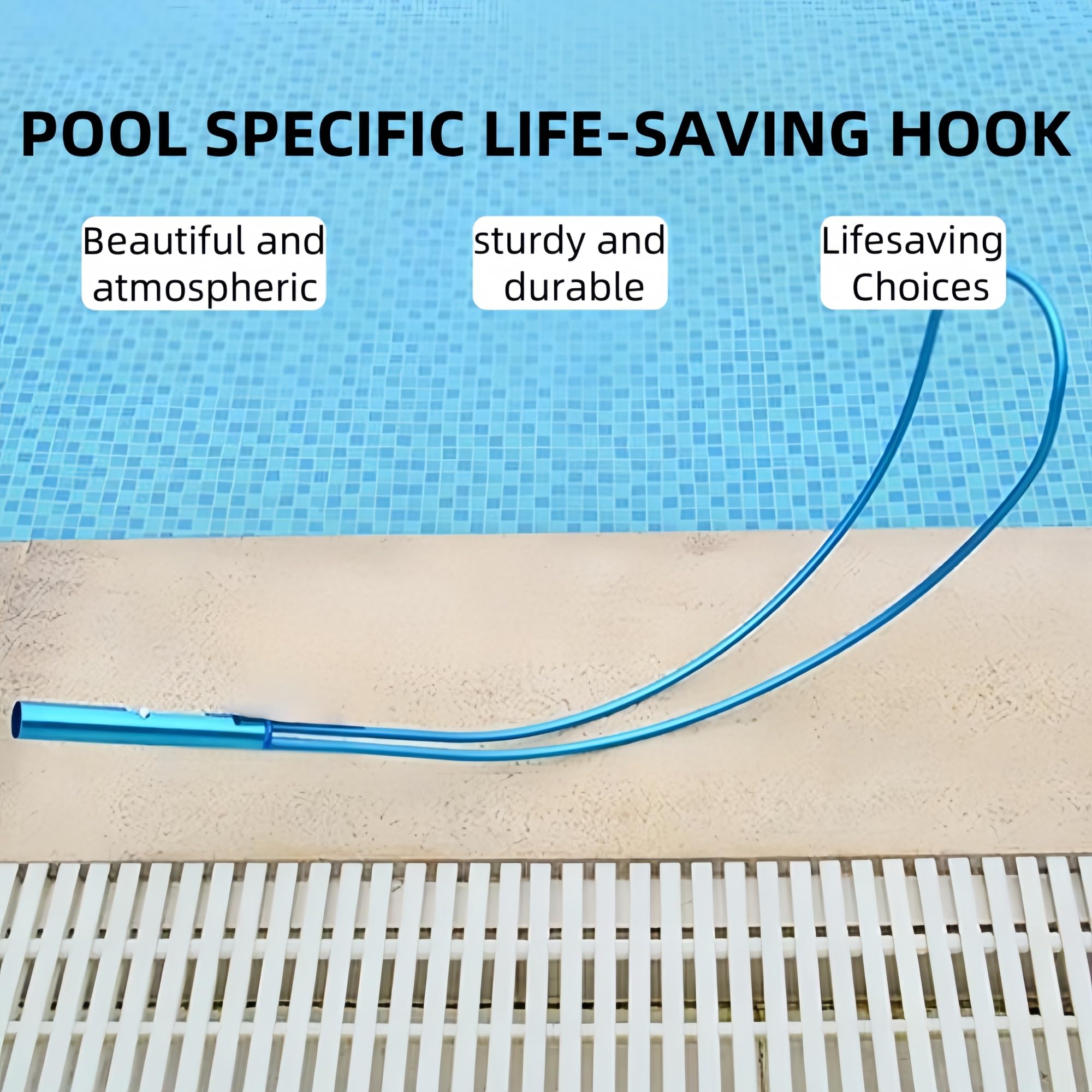 Sicherheitshaken for Schwimmbäder – Rettungsausrüstung for den Notfall, Rettungsring – robuste Aluminiumlegierung, Befestigung Teleskopstangen, Hilfe for Schwimmer in Schwierigkeiten, die ertrinken,