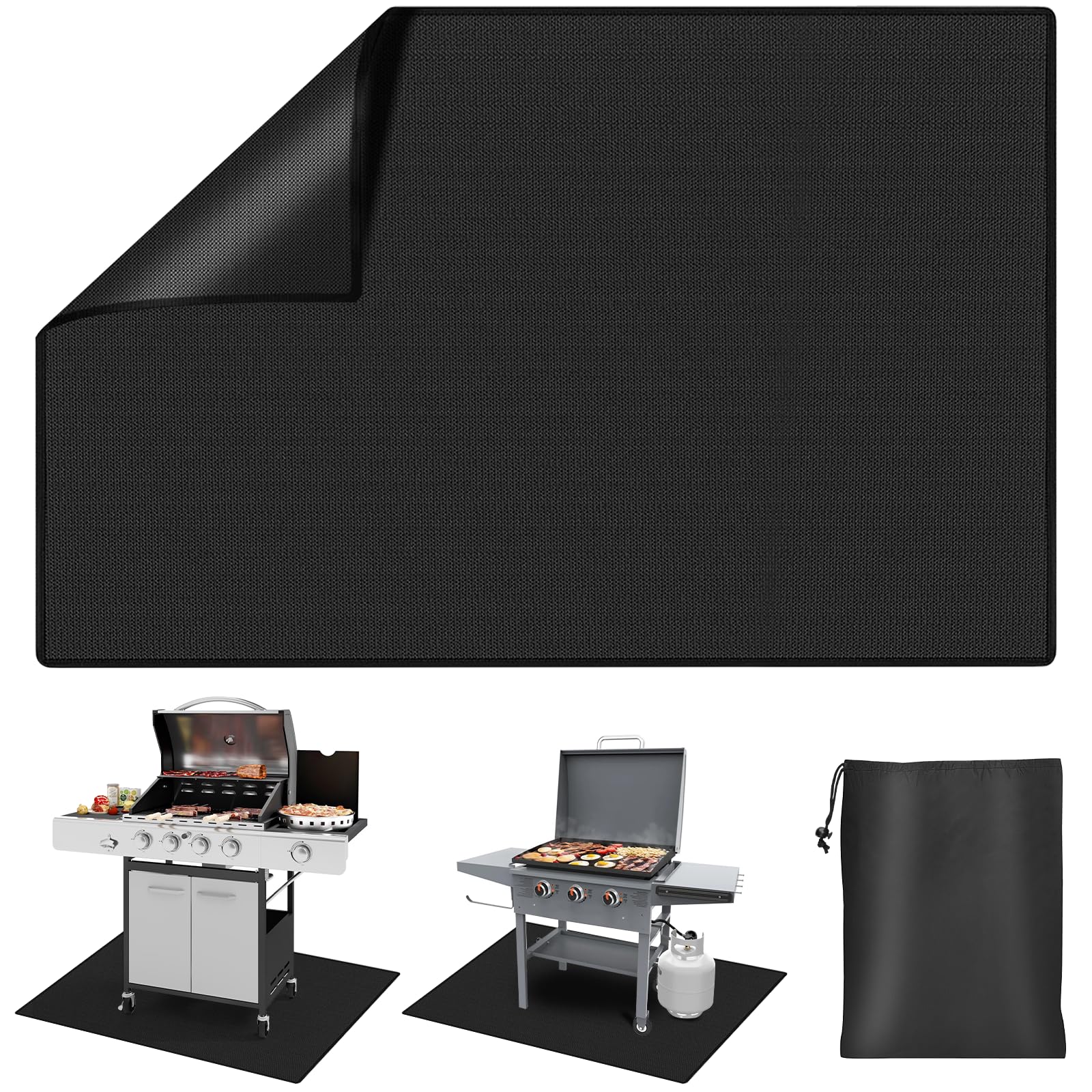 Tapis de barbecue ignifuge 100 x 150 cm en fibre de verre