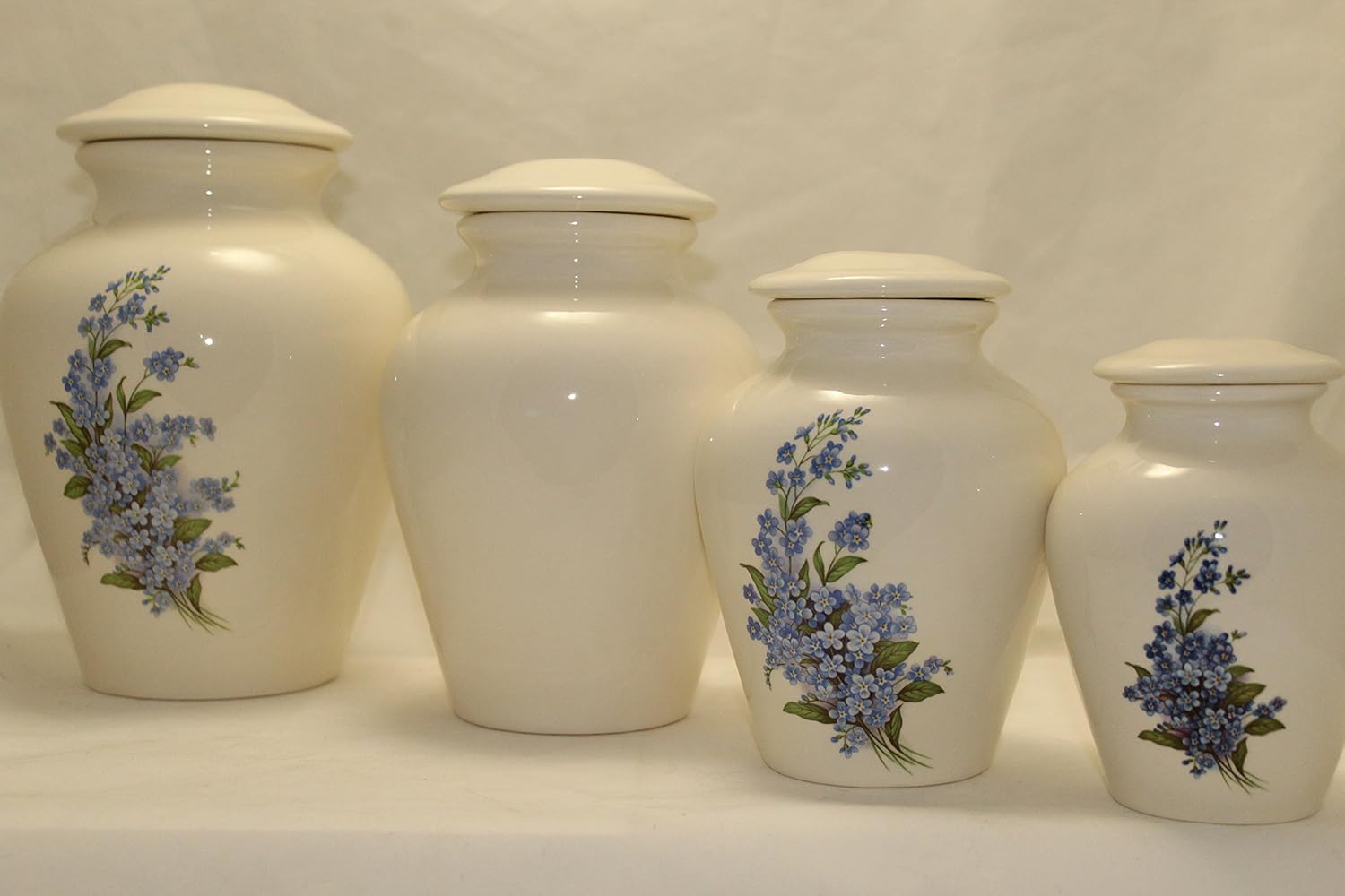 Blue Forget me nots Urn- Cremation Urn or Keepsake for Ashes - Hand Made Pottery (Large 136 Cubic Inches)