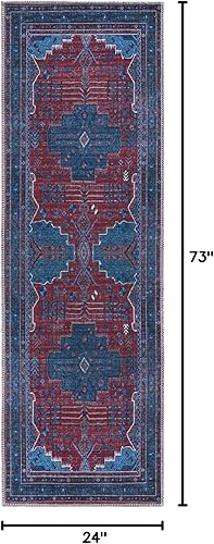 Miniatura 2 de Unique Loom Mangata Collection - Molly (Runner 2' 0" x 6' 0", rojo y azulmarfil)