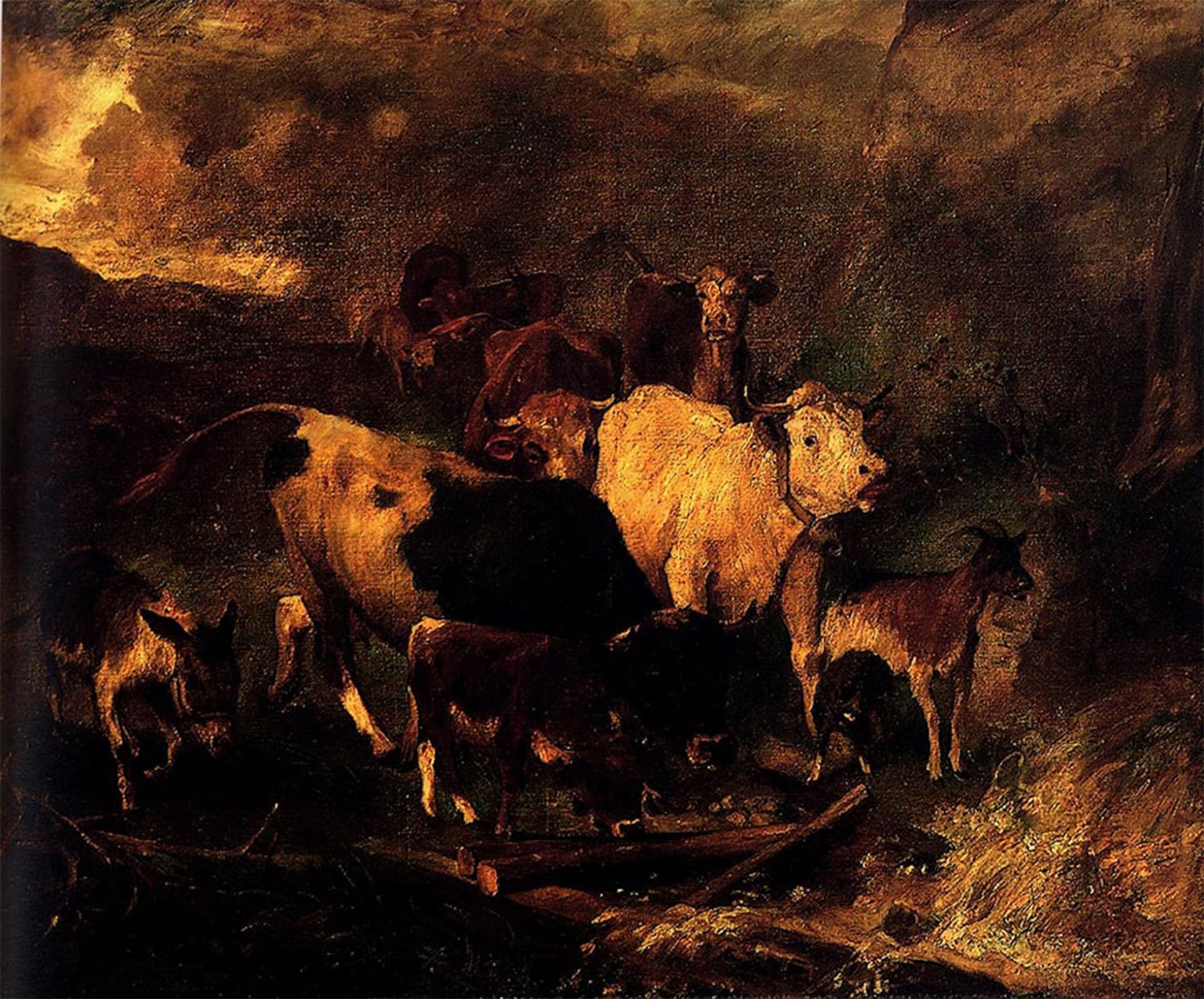 Toile Viehherde an Einem Zerstorten Steg par Anton Braith, Impression Fine Art - 5