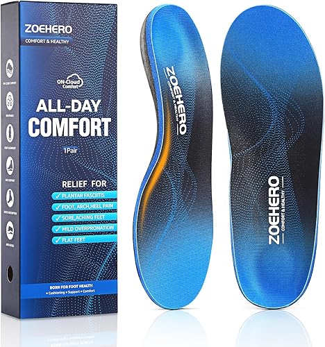 Plantillas para fascitis plantar para hombres y mujeres, insertos ortopédicos resistentes con soporte de arco para alivio de la fascitis plantar,