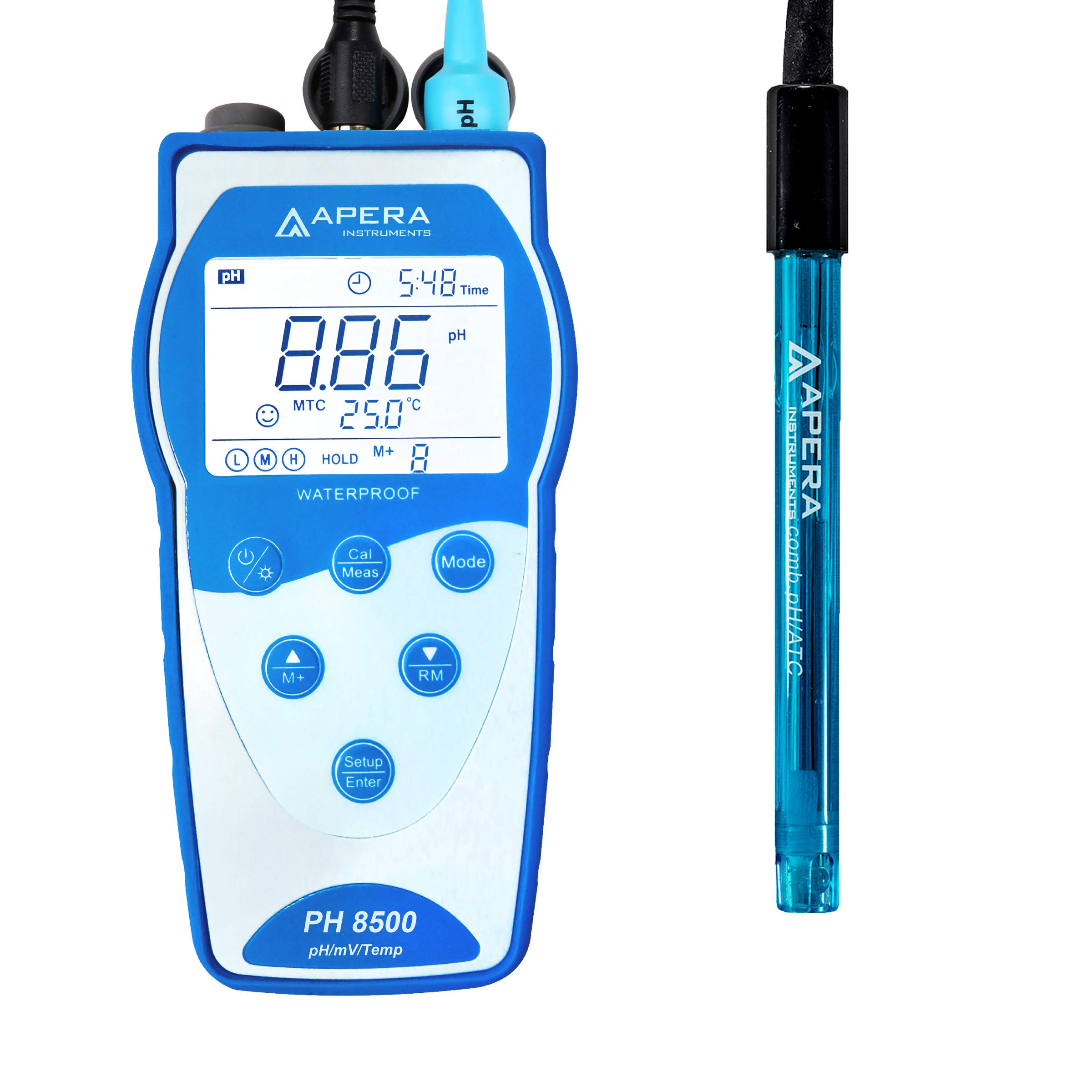Apera Instruments PH8500 tragbares pH-Messgerät mit GLP-Datenverwaltung | pH-Messbereich -2,00 bis 16,00