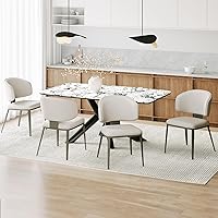 Vista 5 de Dining Chairs Modern High Backrest Comfortable, Fashion Upholstered Kitchen Chair Armless Dinner Chair with Metal Legs for All Rooms