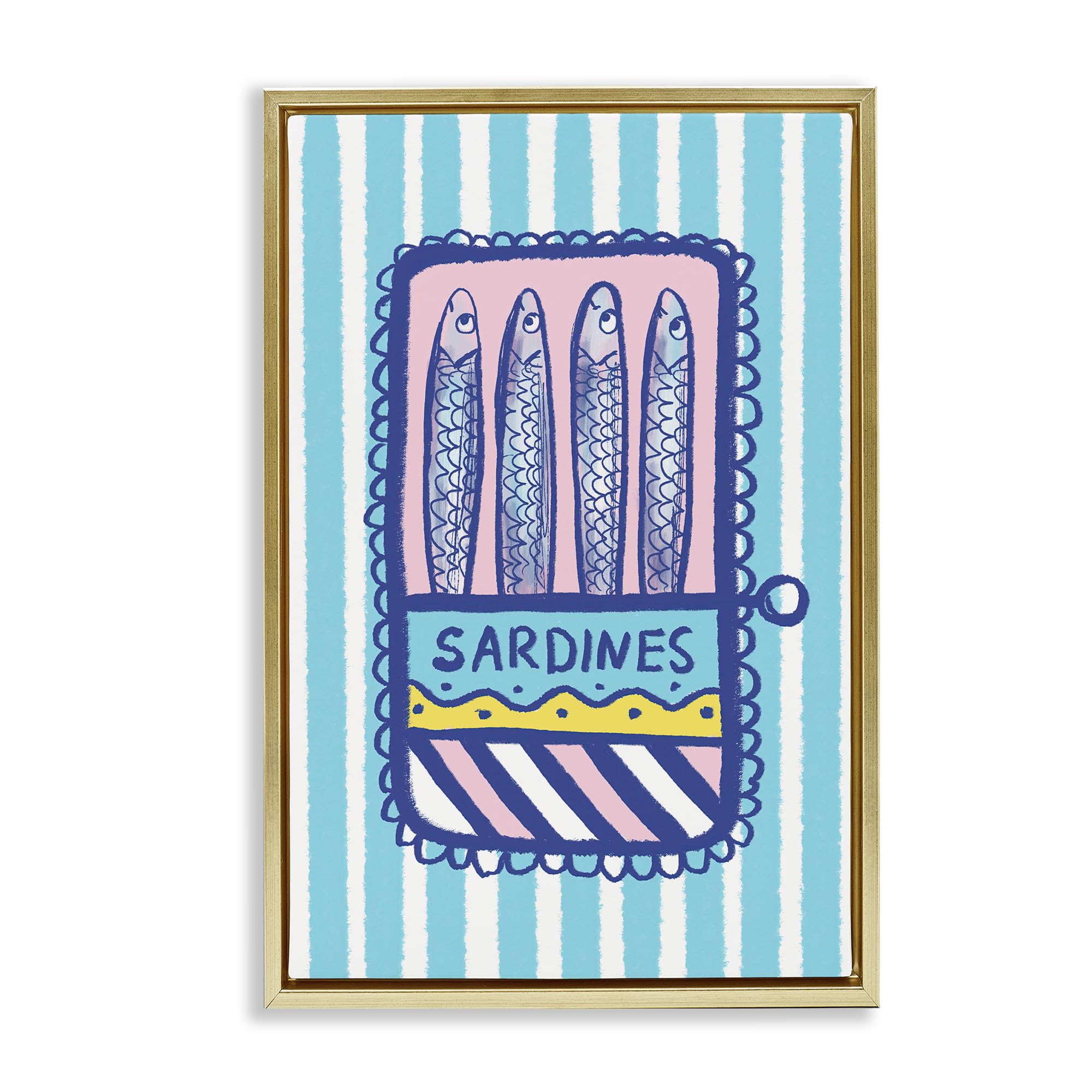 Pastel Striped Sardines Nautical, 16 x 24 Inch Canvas in Floater Frame