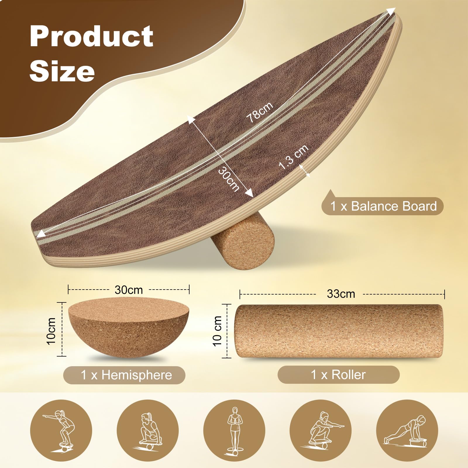Balance Board,Waveboard Wobble Board,Wackelbrett Balanceboards - Surf-Trainer Erwachsene & Jugendliche,Gleichgewichtstrainer Balance Board Kinder,Balance Board Holz bis 150 kg Belastbar