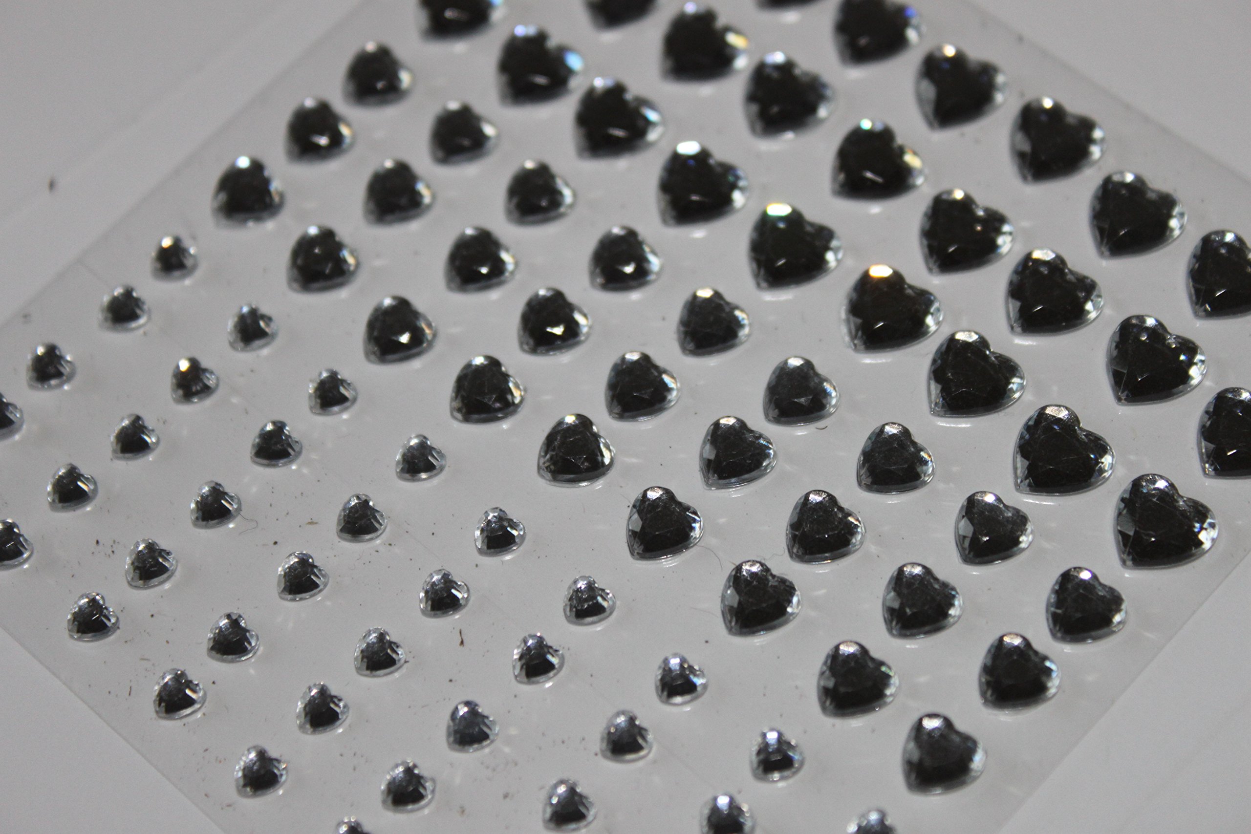 diy wedding 99 mixed HEART Self Adhesive Rhinestone Diamante craft embellishments 8mm, 6mm, 4mm (Clear)