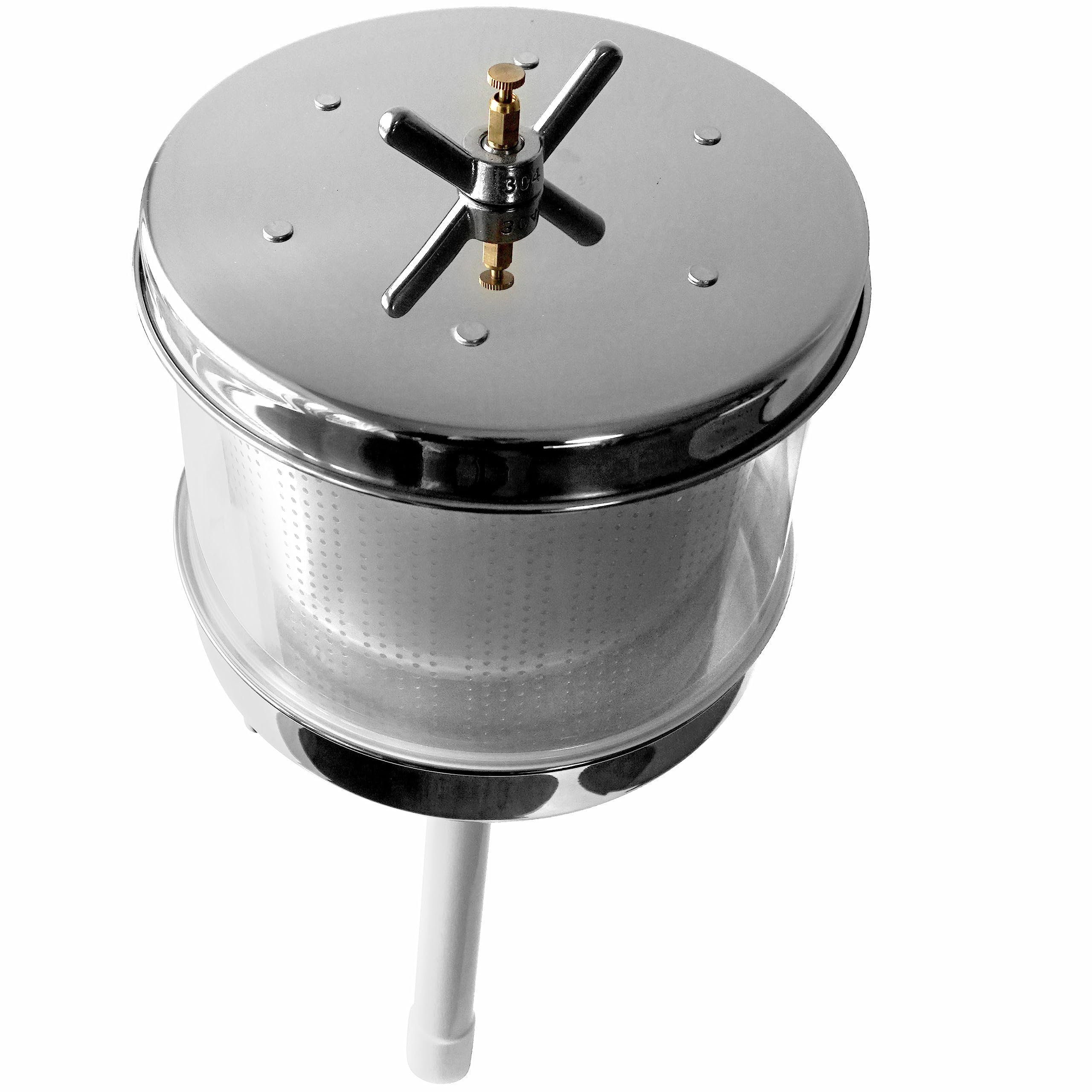 Mini Hydropresse: Wasserdruckpresse Frutty 6 Liter, Edelstahl Apfelpresse/Obstpresse/Mostpresse, mit Spritzschutz, Tisch-Maischepresse für den Haushalt, mit professioneller Hydrodruck-Technik