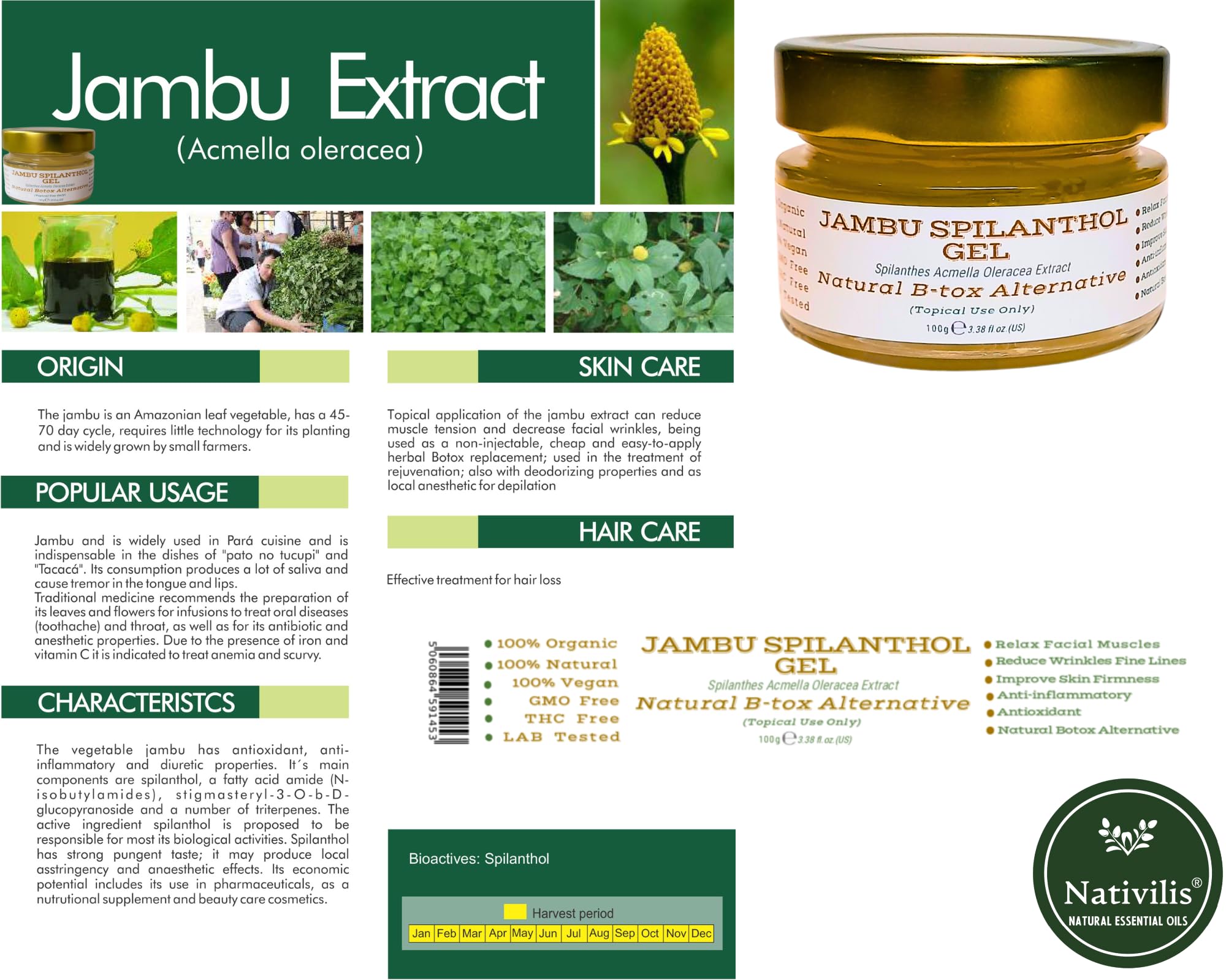 Nativilis Jambu Spilanthol Gel, (Spilanthes Acmella Oleracea Extract) - Image 2