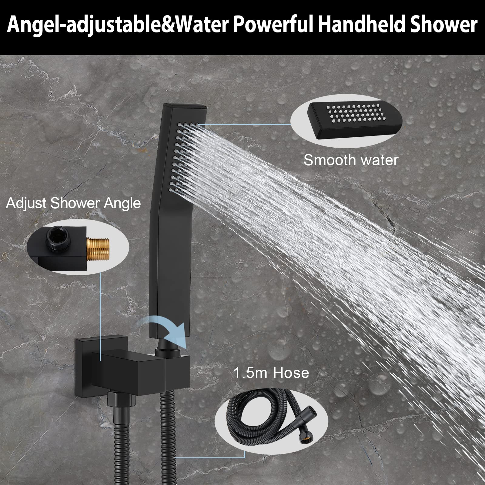 Buy Midanya Rain Shower System Matte Black Tub Shower Faucet Set 8 Inch