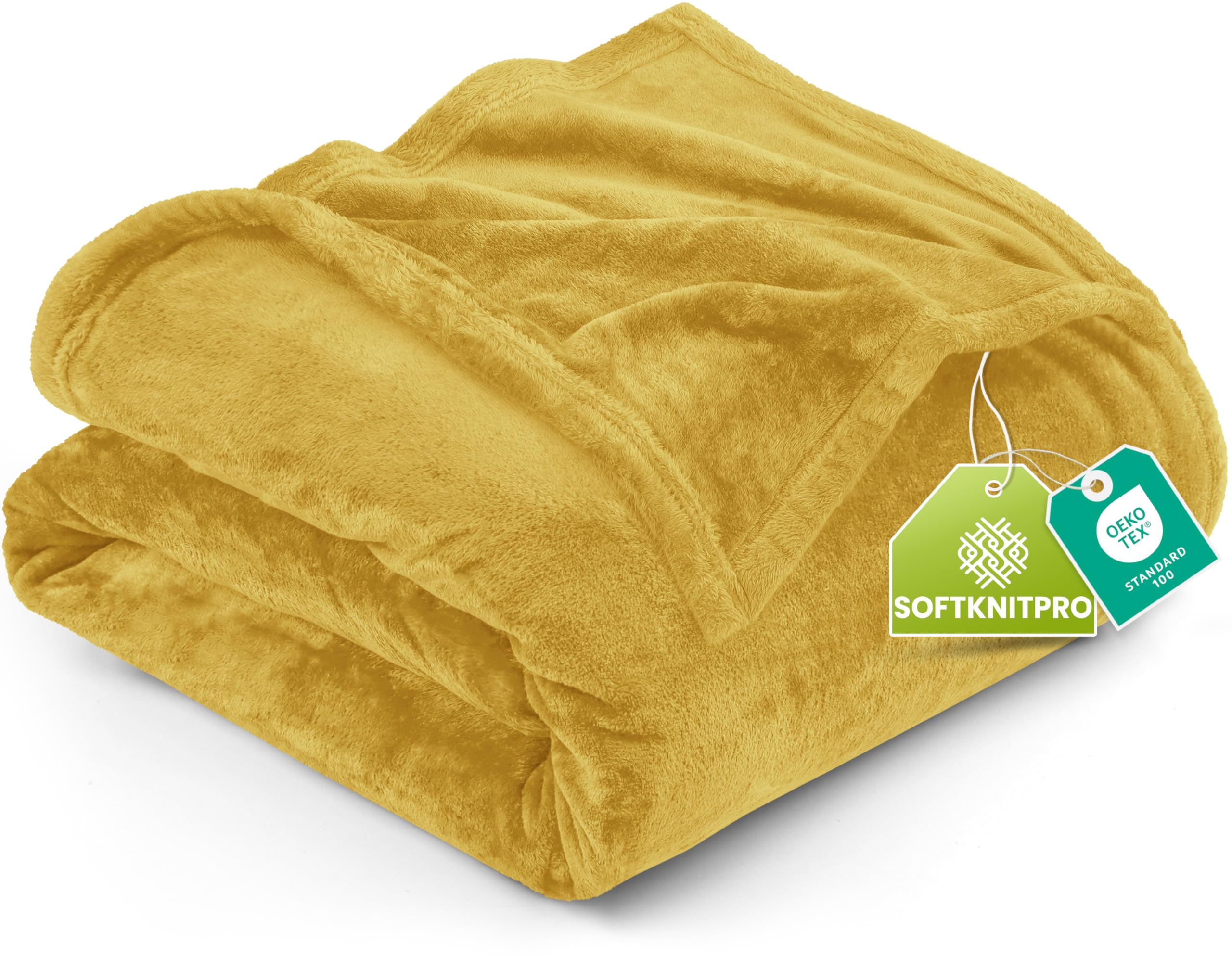 Utopia Bedding Queen Fleece Blanket 228x228cm 300GSM – Soft Fluffy Large Versatile Luxury Decorative Throw For Sofa, Bed & Settees – Cosy Breathable Warm Blanket, All Weather Gift, Gold — image 1