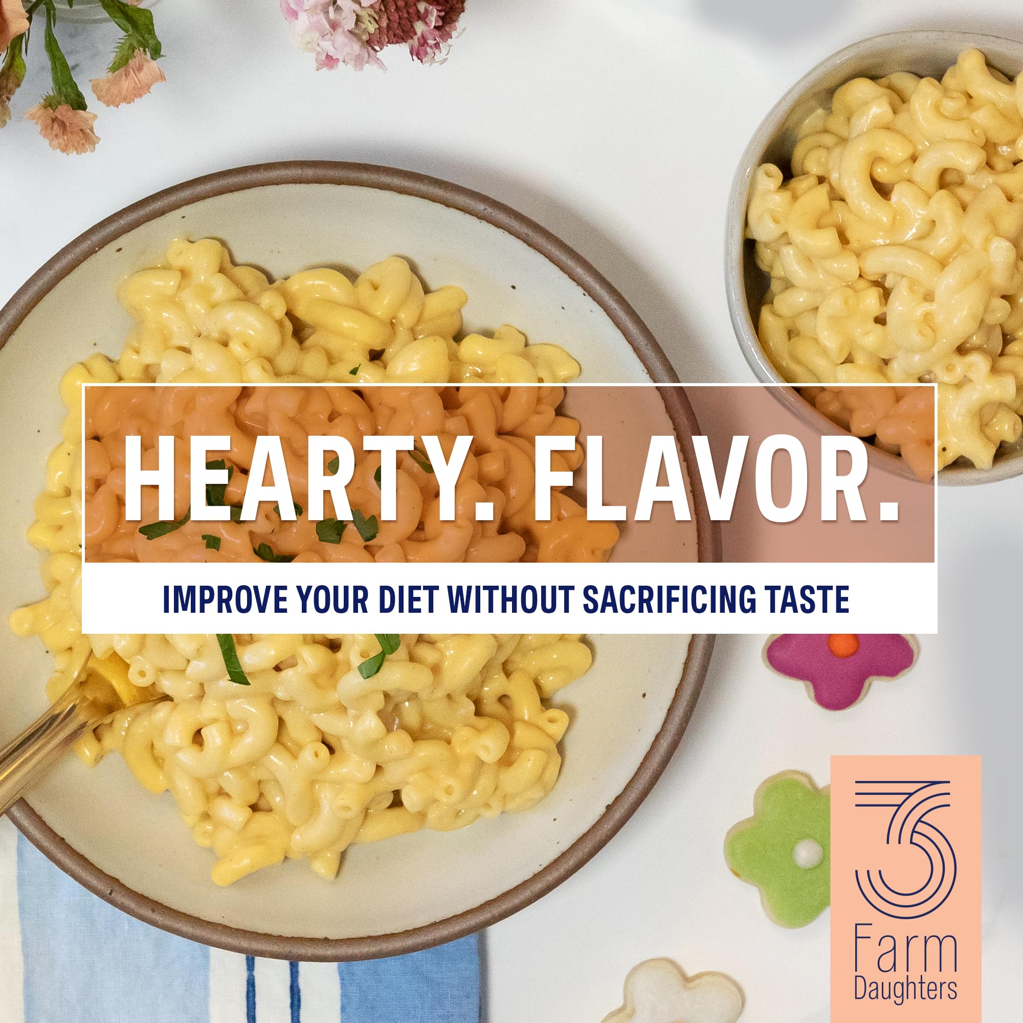 Three Farm Daughters High Fiber Elbow Macaroni Pasta Pack, Low GI, Non GMO Elbow Pasta Noodles, Low Net Carb, Made in the USA, 12 oz. (2 Pack)