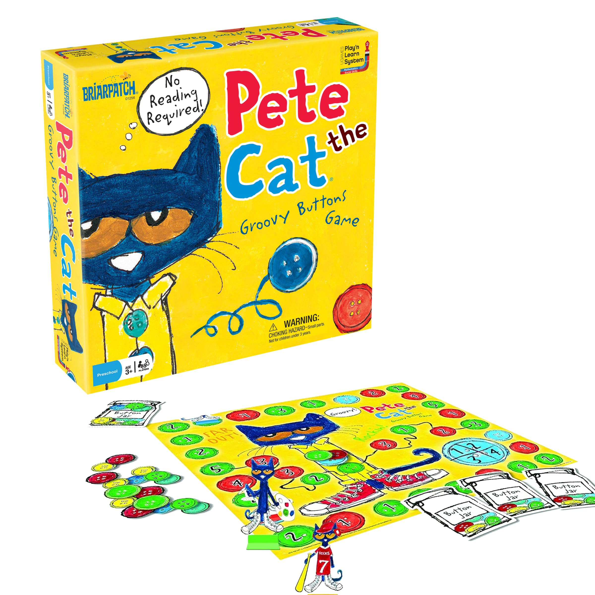 Pete the Cat Groovy Buttons Game from Briarpatch, Collect Buttons and Fill Your Jar, For Ages 3 and Up and 2 to 4 Players