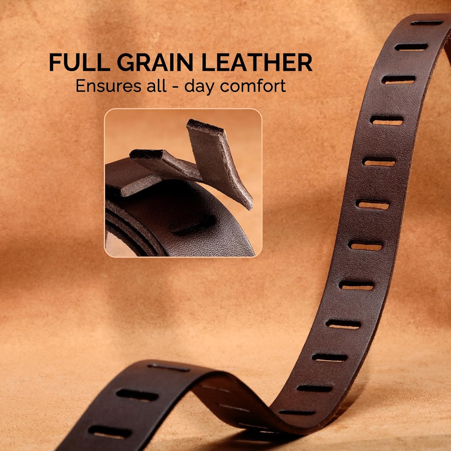 WHIPPY Genuine Leather Belt for Women Western Belt for Jeans with Vintage Gold Buckle & Full-Hole Strap, 1.5" Wide - Image 2