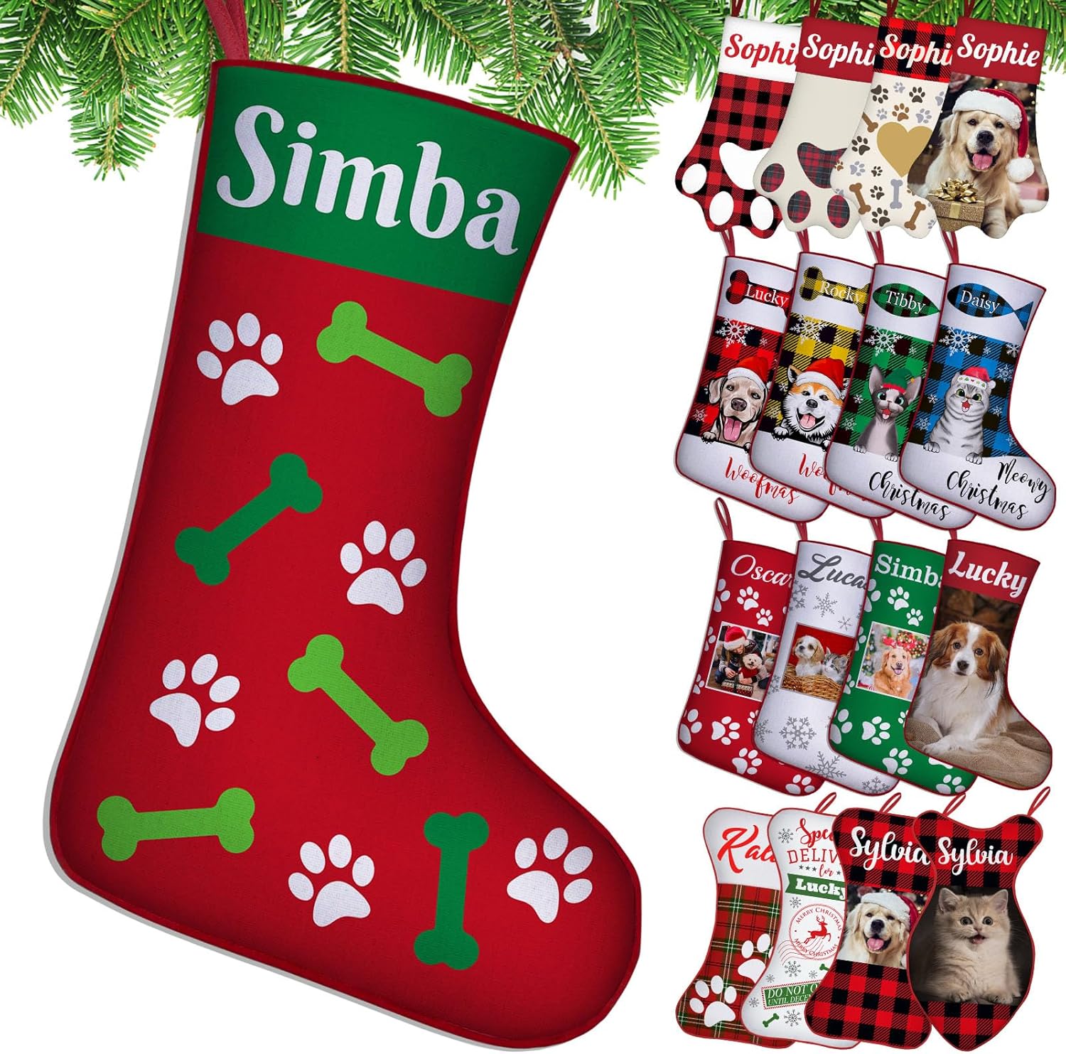SIMIEEK Personalized Dog Christmas Stockings with Name