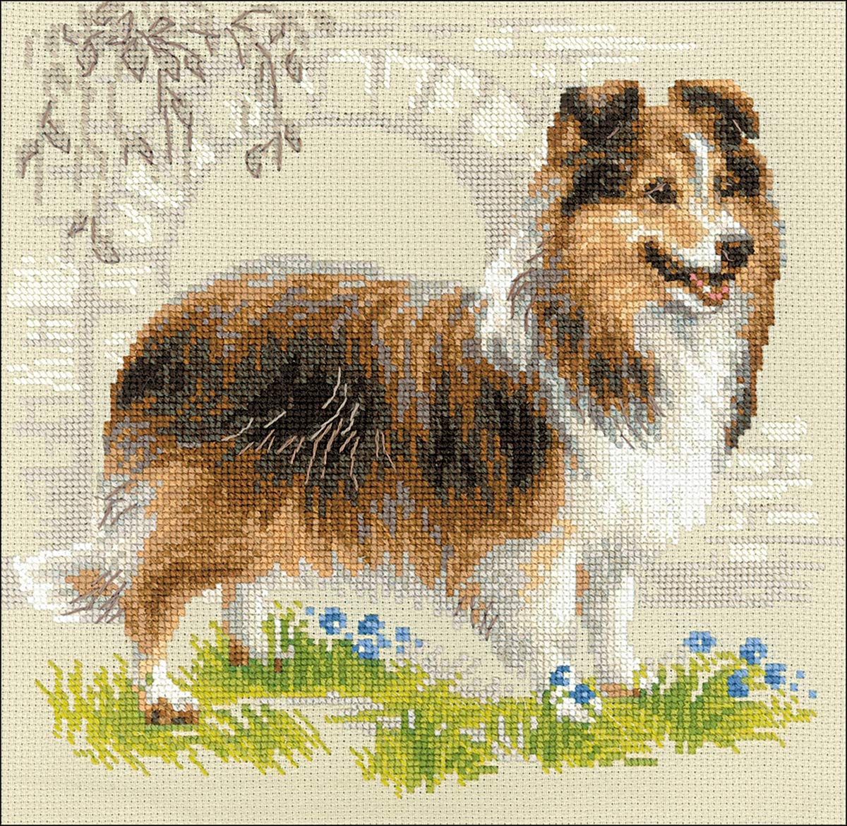 Riolis Counted Cross Stitch Kit 9.75"X9.75"-Sheltie Dog (14 Count)