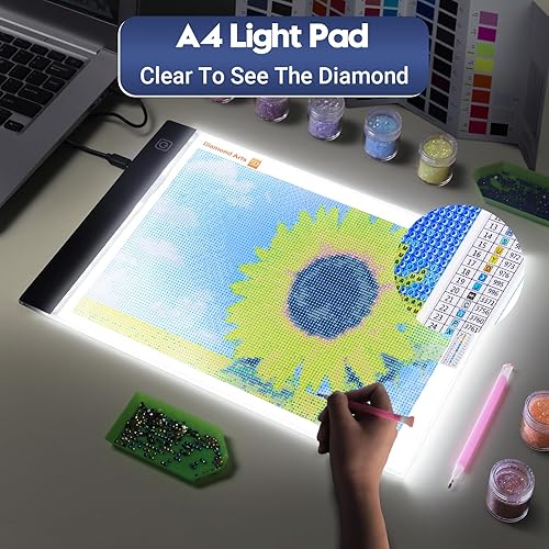 Miniatura 7 de Guiseapue Tablero de luz A4 para arte de diamantes, caja de luz de trazado de mesa de luz, almohadilla de luz ultrafina para pintar, dibujar,
