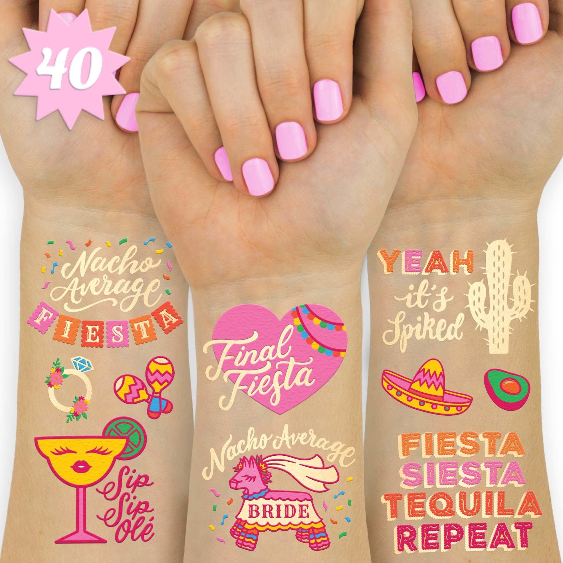 Amazon.com: xo, Fetti Fiesta Party Supplies Metallic Tattoos - 40 ...