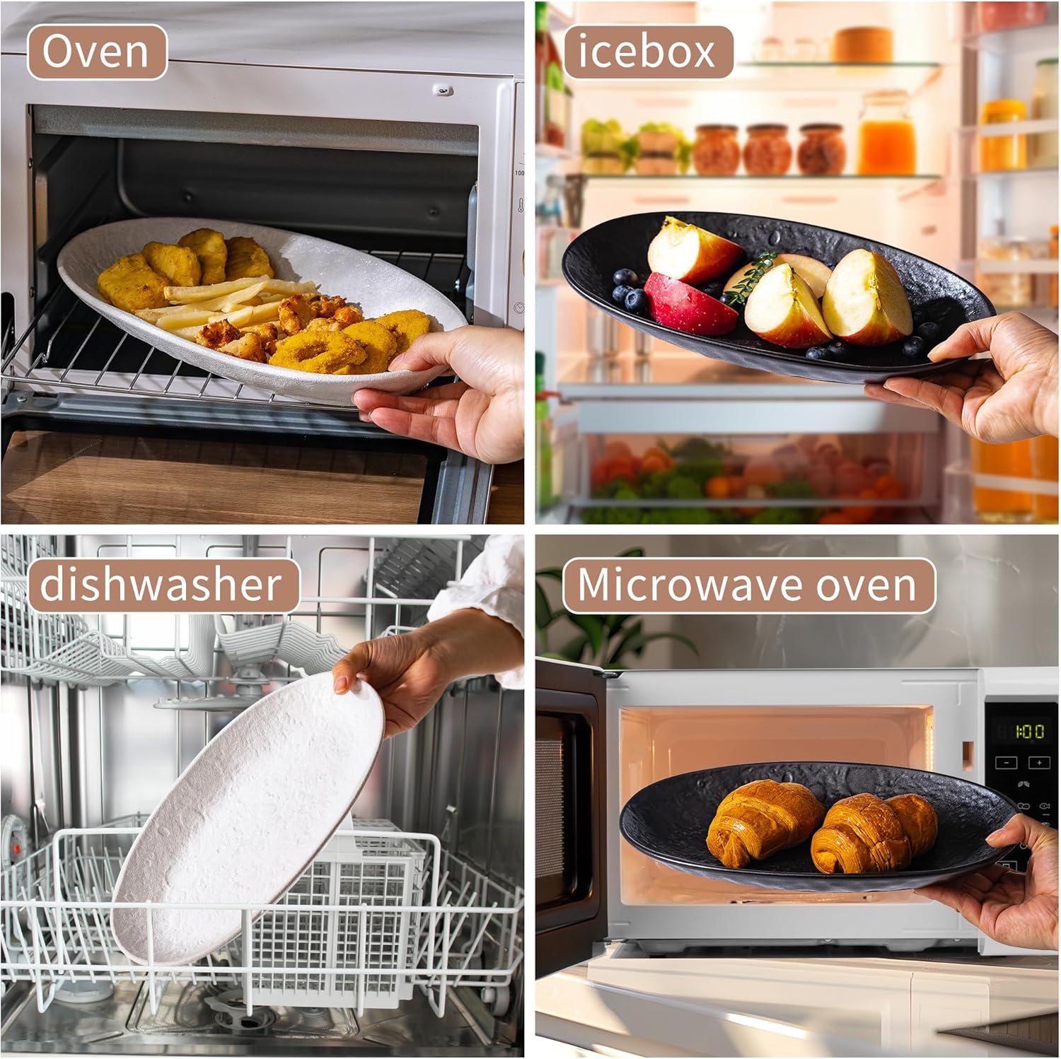 Serving Platter Oval Plates Premium Ceramic 12-Inch Set Serving Dishes for Entertaining– Textured Matte Finish | Modern Dinnerware for Elevated Dining (2-Pack Black) - Image 9