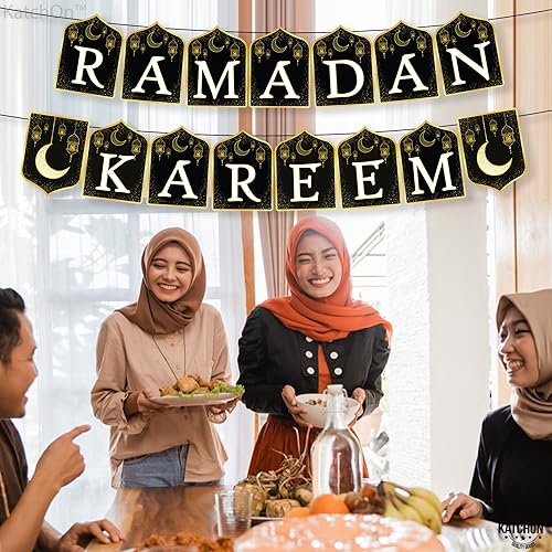 Miniatura 8 de KatchOn, Ramadan Kareem Banner - 10 pies, negro y dorado, cartulina, rectangular