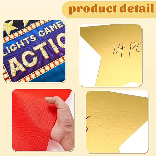 Miniatura 5 de Frienda Telón de fondo de fotografía con temática de película de 6 x 5 pies, alfombra roja, decoración de fiesta, camino rojo de 2.6 x 15 pies con