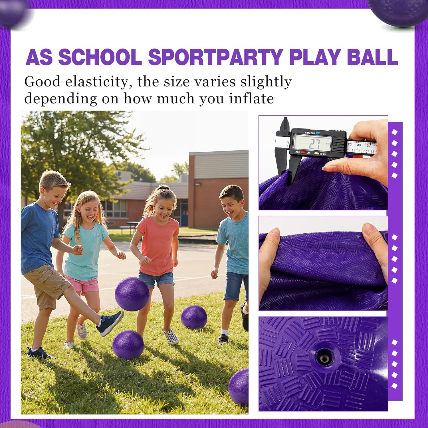 Jerify 12 Pcs Playground Balls Bulk 10 Inch Kickball Bouncy Balls for Kids Inflatable Bouncing Handball for Kids Adults Indoor Outdoor Games Gym Picnic Camp Yoga Exercise, Purple