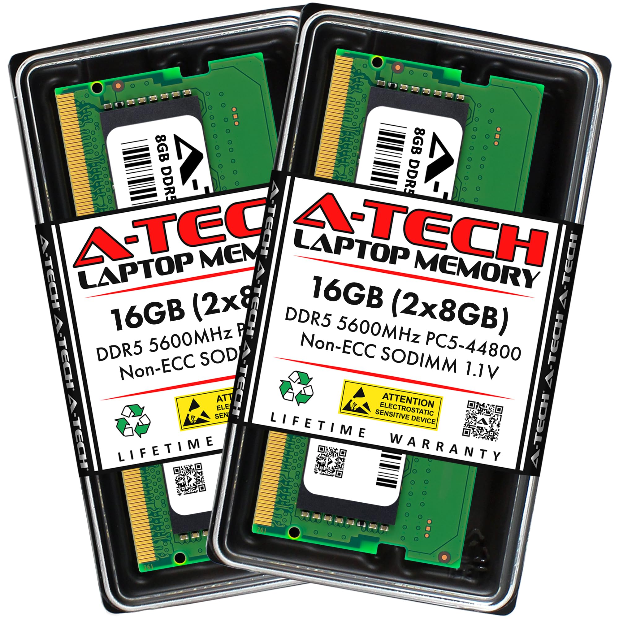 A-Tech 16GB Kit (2x8GB) DDR5 5600MHz PC5-44800 CL46 SODIMM 1.1V Non-ECC Unbuffered SO-DIMM 262-Pin Laptop Computer RAM Memory Upgrade Modules 16GB Kit (2 x 8GB) DDR5-5600 (PC5-44800)