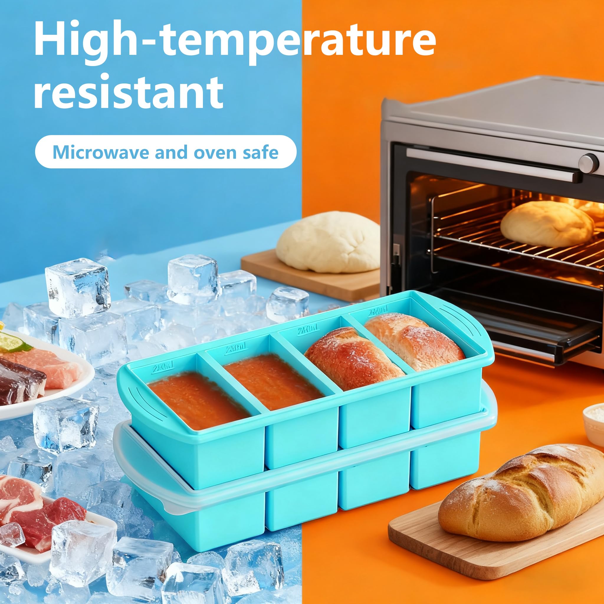 Silicone Vriesbakjes Voor De Vriezer,2 Delige