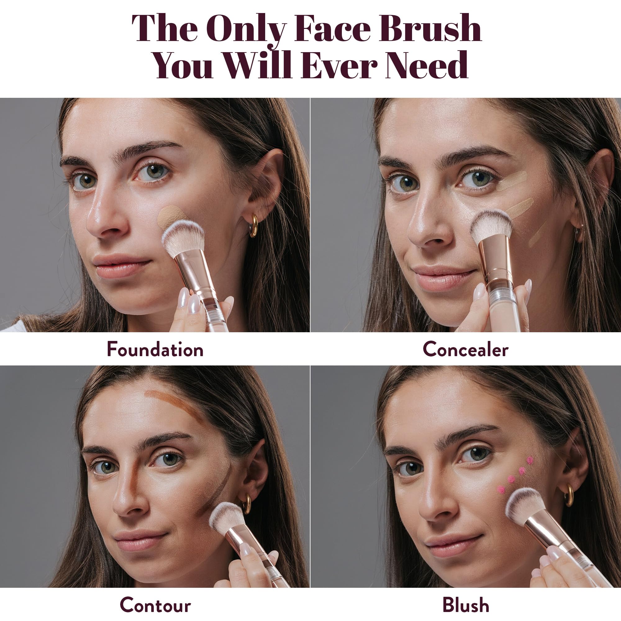 Vivyra Contoured Foundation Brush | Multipurpose Foundation Brush for Liquid & Cream Foundation- with Built-in Container | Contour, Concealer & Blush Makeup brush | Ultimate Travel Makeup Tool - Image 5 thumbnail