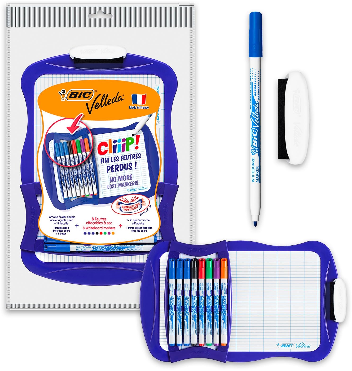 BIC Velleda Ardoise Effaçable Double Face 21x31cm: Apprentissage Facile et Efficace